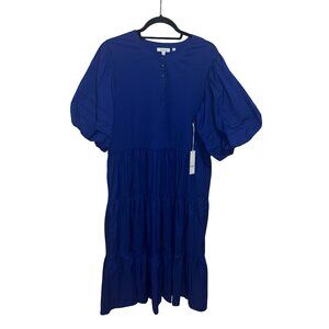 Chico's Blue Grotto Henley Tiered Sleeve Detail Midi Dress Sz XL NWT